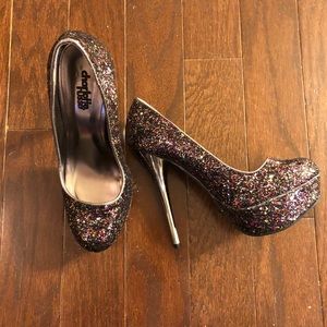 Rainbow glitter heels